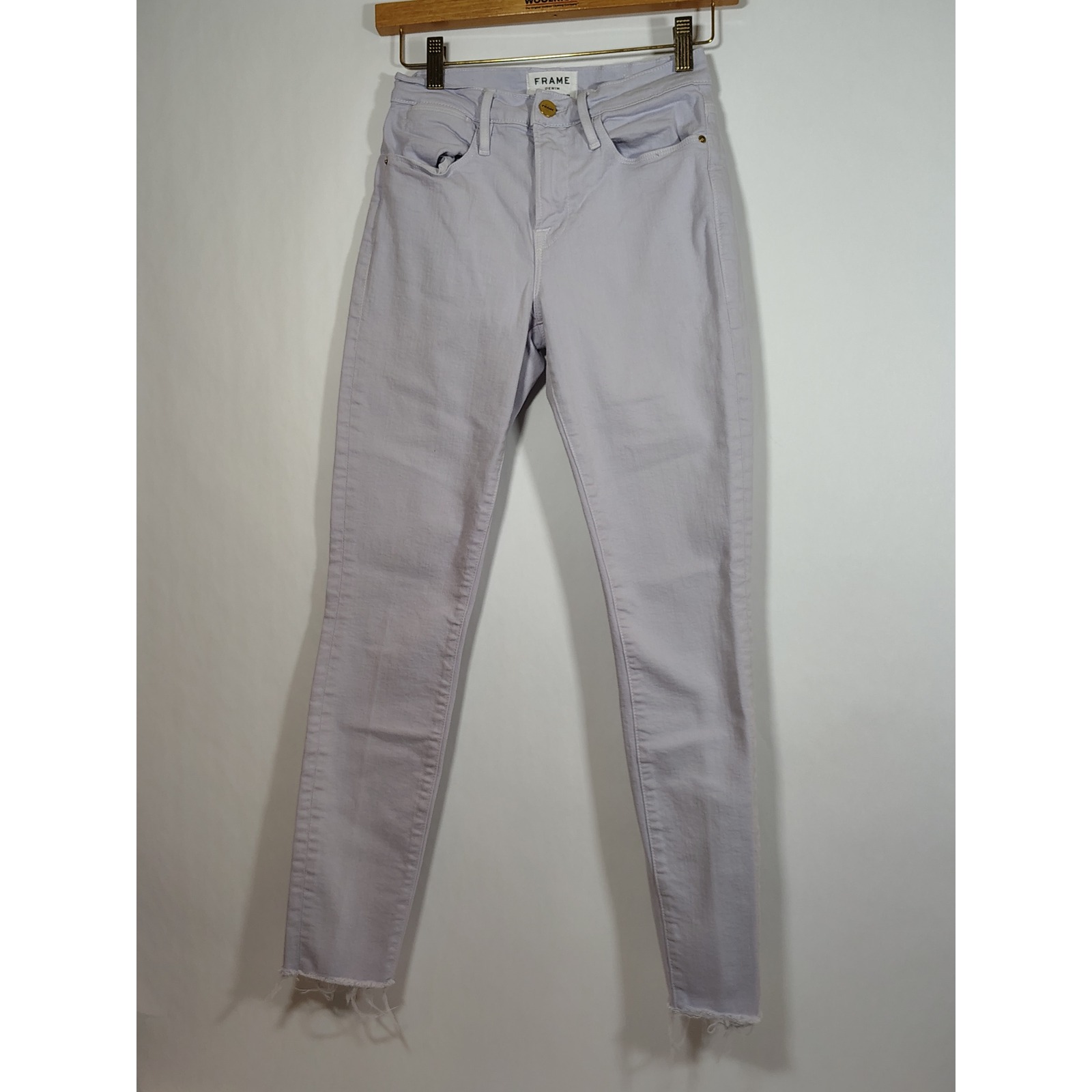 Frame Denim Le High Skinny Jeans Lavender Purple Raw Hem Size 25 Lhskra821